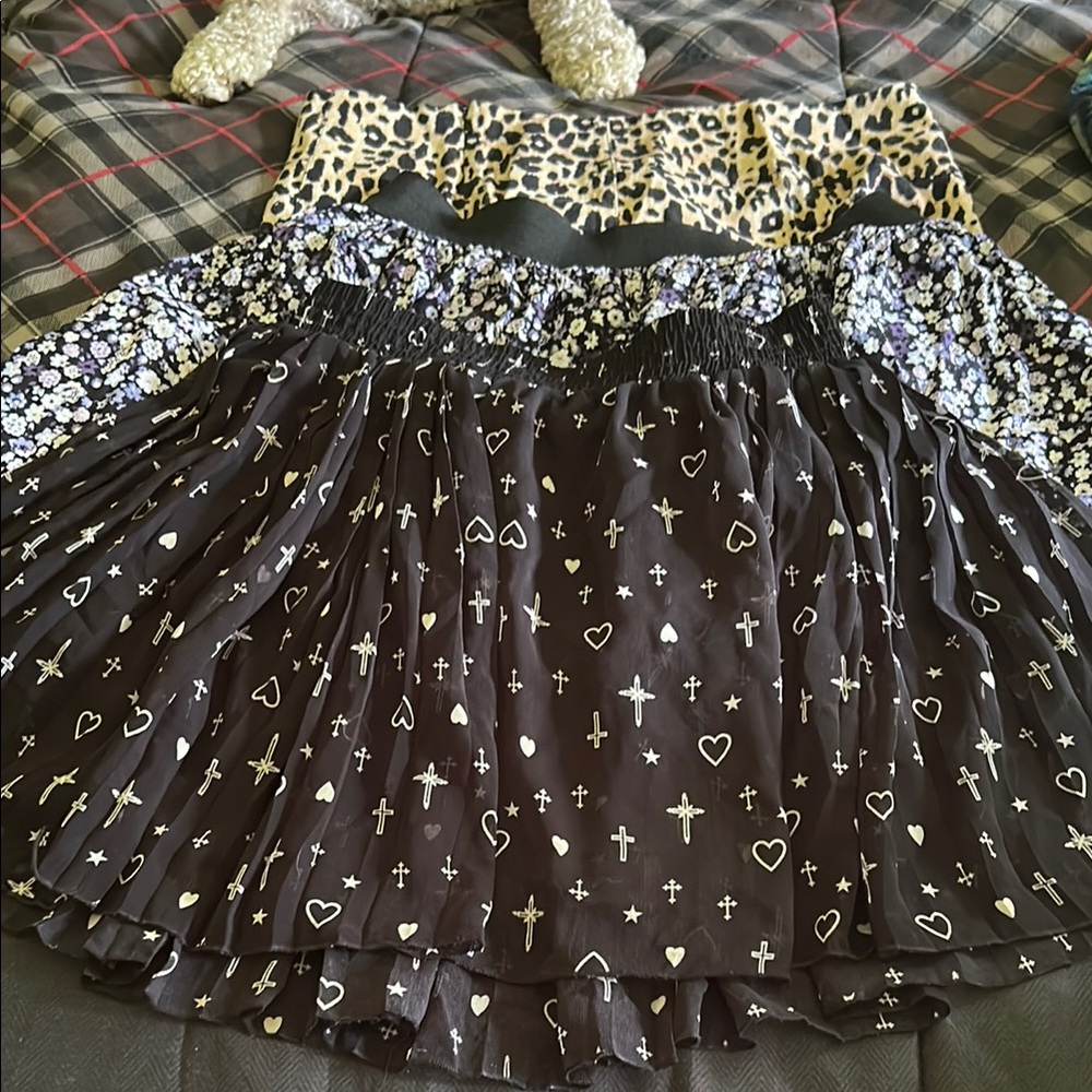 Ardene Black and white Mini Skater Skirt, and 2 other